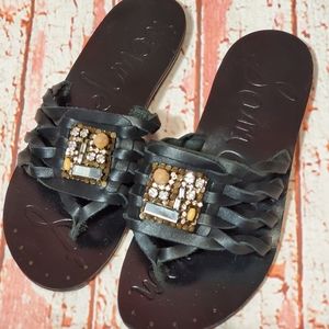 Sam Edelmans Bryce Leather Sandals 7 Bejeweled